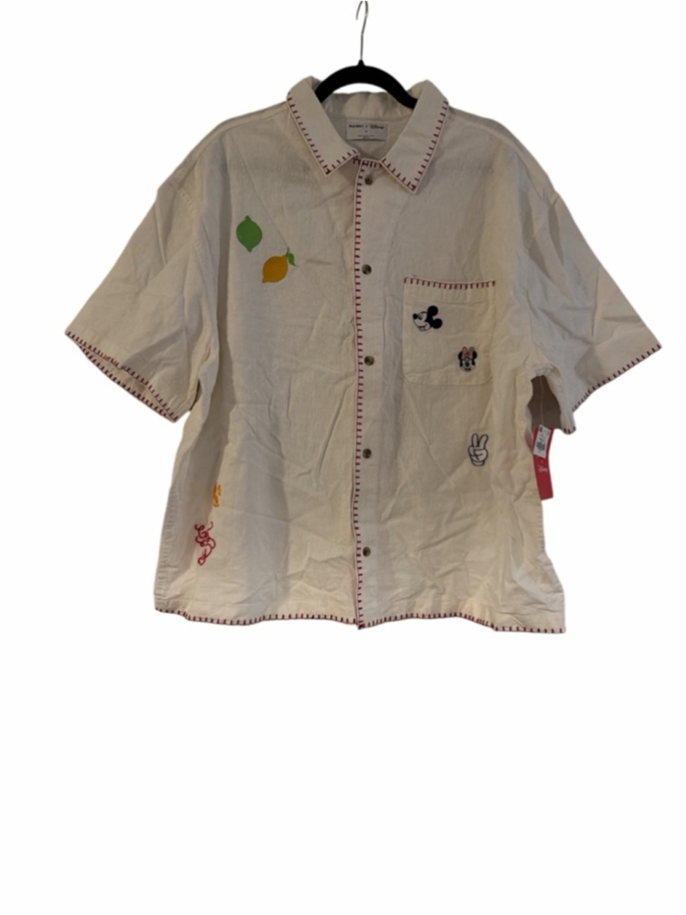 NWT Old Navy x Disney Men's Linen Blend Mickey Shirt - Beige - Size XL